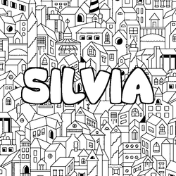 Coloraci&oacute;n del nombre SILVIA - decorado ciudad