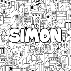 Coloraci&oacute;n del nombre SIMON - decorado ciudad