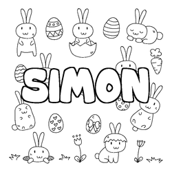 Coloraci&oacute;n del nombre SIMON - decorado Pascua