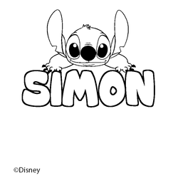 Coloraci&oacute;n del nombre SIMON - decorado Stitch