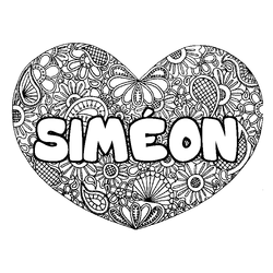 Coloraci&oacute;n del nombre SIM&Eacute;ON - decorado mandala de coraz&oacute;n