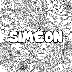 Coloraci&oacute;n del nombre SIM&Eacute;ON - decorado mandala de frutas