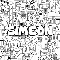 Coloraci&oacute;n del nombre SIM&Eacute;ON - decorado ciudad