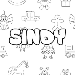 Coloraci&oacute;n del nombre SINDY - decorado juguetes