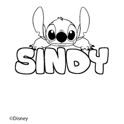 Coloraci&oacute;n del nombre SINDY - decorado Stitch
