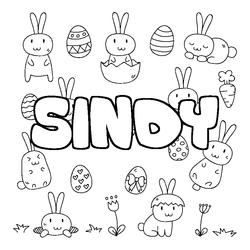 Coloraci&oacute;n del nombre SINDY - decorado Pascua