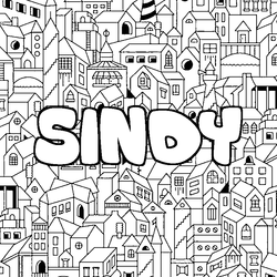 Coloraci&oacute;n del nombre SINDY - decorado ciudad