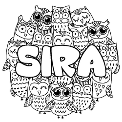 Coloraci&oacute;n del nombre SIRA - decorado b&uacute;hos
