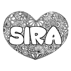 Coloraci&oacute;n del nombre SIRA - decorado mandala de coraz&oacute;n
