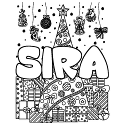 Coloraci&oacute;n del nombre SIRA - decorado &aacute;rbol de Navidad y regalos