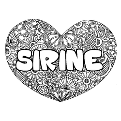 Coloraci&oacute;n del nombre SIRINE - decorado mandala de coraz&oacute;n