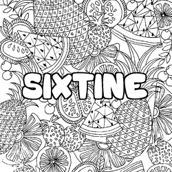 Coloraci&oacute;n del nombre SIXTINE - decorado mandala de frutas