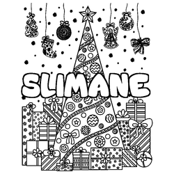 Coloraci&oacute;n del nombre SLIMANE - decorado &aacute;rbol de Navidad y regalos