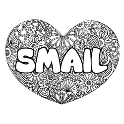 Coloraci&oacute;n del nombre SMAIL - decorado mandala de coraz&oacute;n