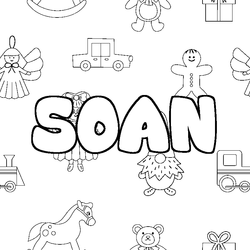 Coloraci&oacute;n del nombre SOAN - decorado juguetes