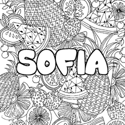 Coloraci&oacute;n del nombre SOFIA - decorado mandala de frutas