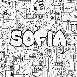 Coloraci&oacute;n del nombre SOFIA - decorado ciudad