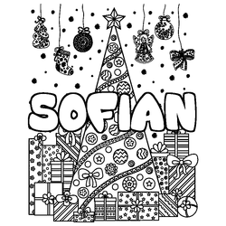 Coloraci&oacute;n del nombre SOFIAN - decorado &aacute;rbol de Navidad y regalos