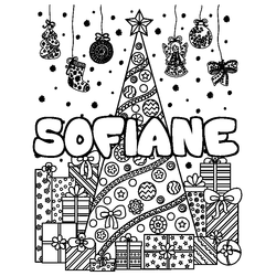 Coloraci&oacute;n del nombre SOFIANE - decorado &aacute;rbol de Navidad y regalos