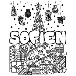 Coloraci&oacute;n del nombre SOFIEN - decorado &aacute;rbol de Navidad y regalos