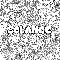 Coloraci&oacute;n del nombre SOLANGE - decorado mandala de frutas