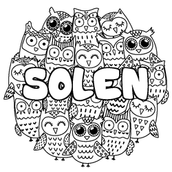 Coloraci&oacute;n del nombre SOLEN - decorado b&uacute;hos