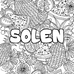 Coloraci&oacute;n del nombre SOLEN - decorado mandala de frutas