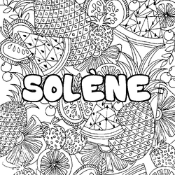 Coloraci&oacute;n del nombre SOL&Egrave;NE - decorado mandala de frutas