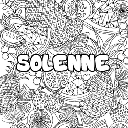 Coloraci&oacute;n del nombre SOLENNE - decorado mandala de frutas