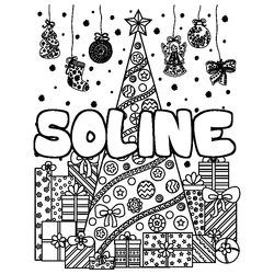 Coloraci&oacute;n del nombre SOLINE - decorado &aacute;rbol de Navidad y regalos