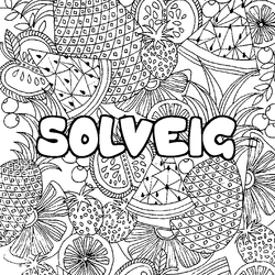 Coloraci&oacute;n del nombre SOLVEIG - decorado mandala de frutas