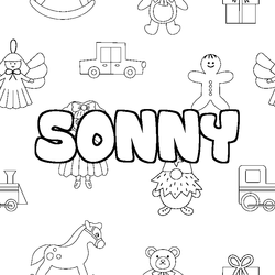 Coloraci&oacute;n del nombre SONNY - decorado juguetes