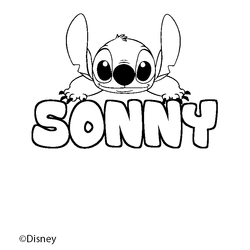 Coloraci&oacute;n del nombre SONNY - decorado Stitch