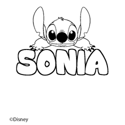 Coloraci&oacute;n del nombre SONIA - decorado Stitch