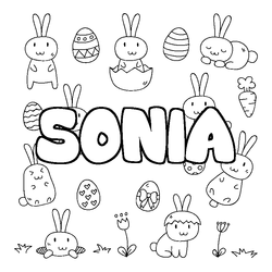 Coloraci&oacute;n del nombre SONIA - decorado Pascua