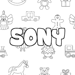 Coloraci&oacute;n del nombre SONY - decorado juguetes