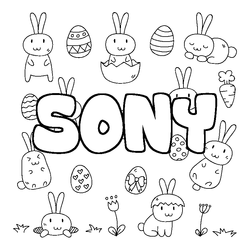 Coloraci&oacute;n del nombre SONY - decorado Pascua