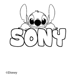 Coloraci&oacute;n del nombre SONY - decorado Stitch