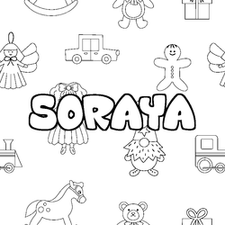 Coloraci&oacute;n del nombre SORAYA - decorado juguetes