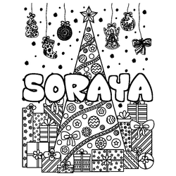 Coloraci&oacute;n del nombre SORAYA - decorado &aacute;rbol de Navidad y regalos
