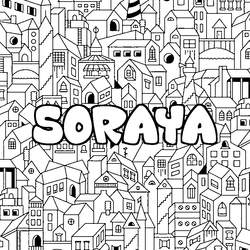 Coloraci&oacute;n del nombre SORAYA - decorado ciudad