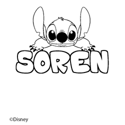 Coloraci&oacute;n del nombre SOREN - decorado Stitch