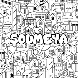 Coloraci&oacute;n del nombre SOUMEYA - decorado ciudad