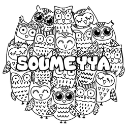 Coloraci&oacute;n del nombre SOUMEYYA - decorado b&uacute;hos