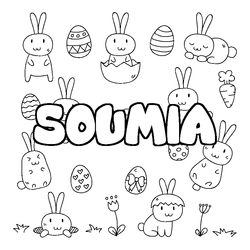 Coloraci&oacute;n del nombre SOUMIA - decorado Pascua