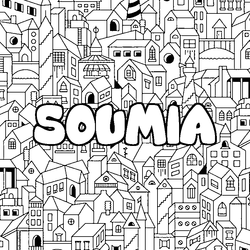 Coloraci&oacute;n del nombre SOUMIA - decorado ciudad