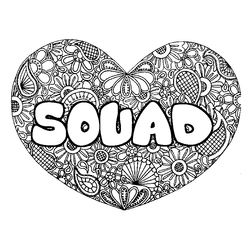 Coloraci&oacute;n del nombre SOUAD - decorado mandala de coraz&oacute;n