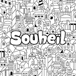Coloraci&oacute;n del nombre Souhe&iuml;l - decorado ciudad