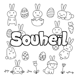 Coloraci&oacute;n del nombre Souhe&iuml;l - decorado Pascua