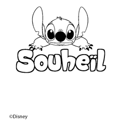 Coloraci&oacute;n del nombre Souhe&iuml;l - decorado Stitch